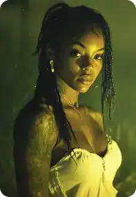 Contemplative Woman with Braided Hair