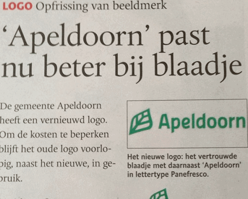 Het ‘nieuwe’ logo van Apeldoorn